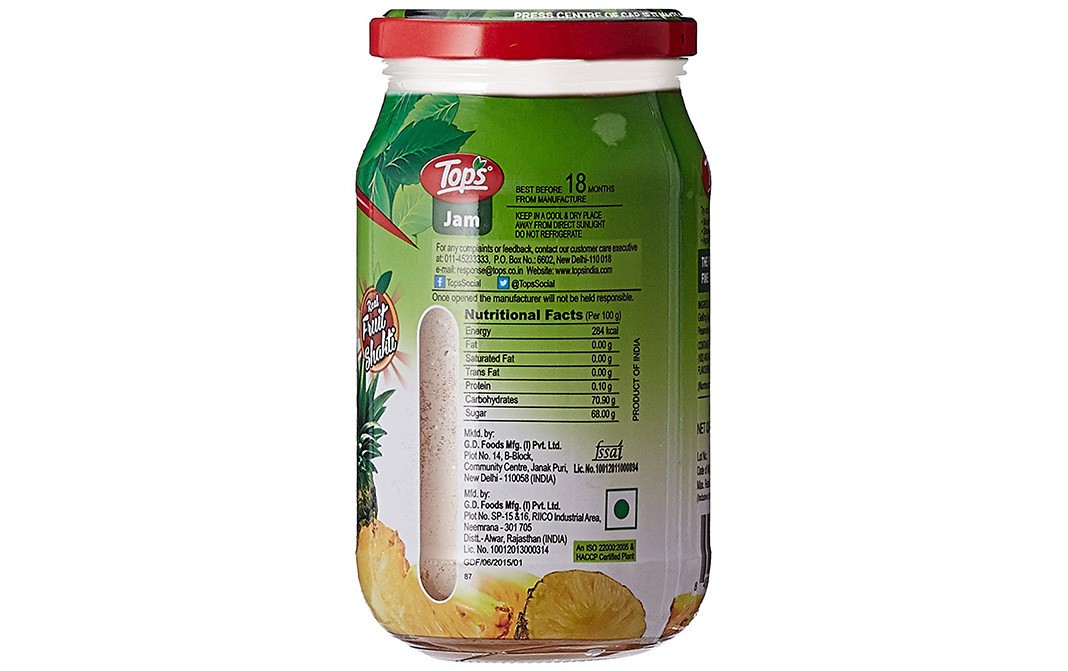Tops Pineapple Exotic Jam   Glass Jar  500 grams